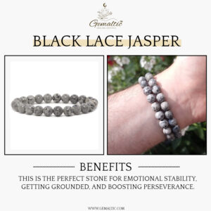 Black Lace Jasper Natural AAA 8mm Bracelet