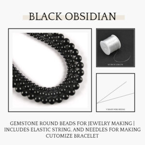 Black Obsidian Natural AAA 8mm Beads For Bracelet Necklace DIY Jewelry Making Design