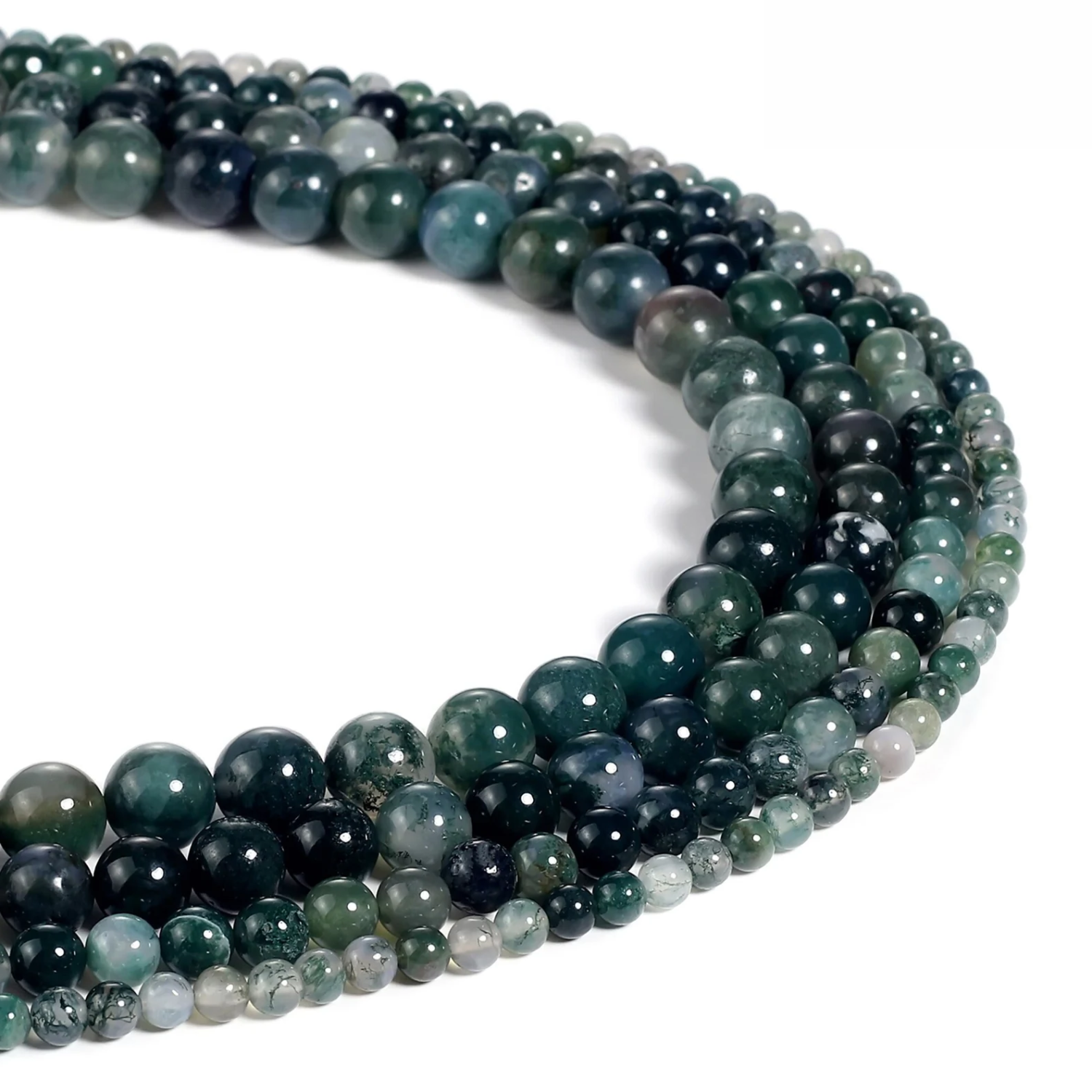 1 Moos Agate Natural AAA Beads For Bracelet Necklace DIY Jewelry Making Design