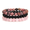 Gemstones Beaded Bracelets Healing Crystal Stone Stretch Elastic Bracelet Rhodonite