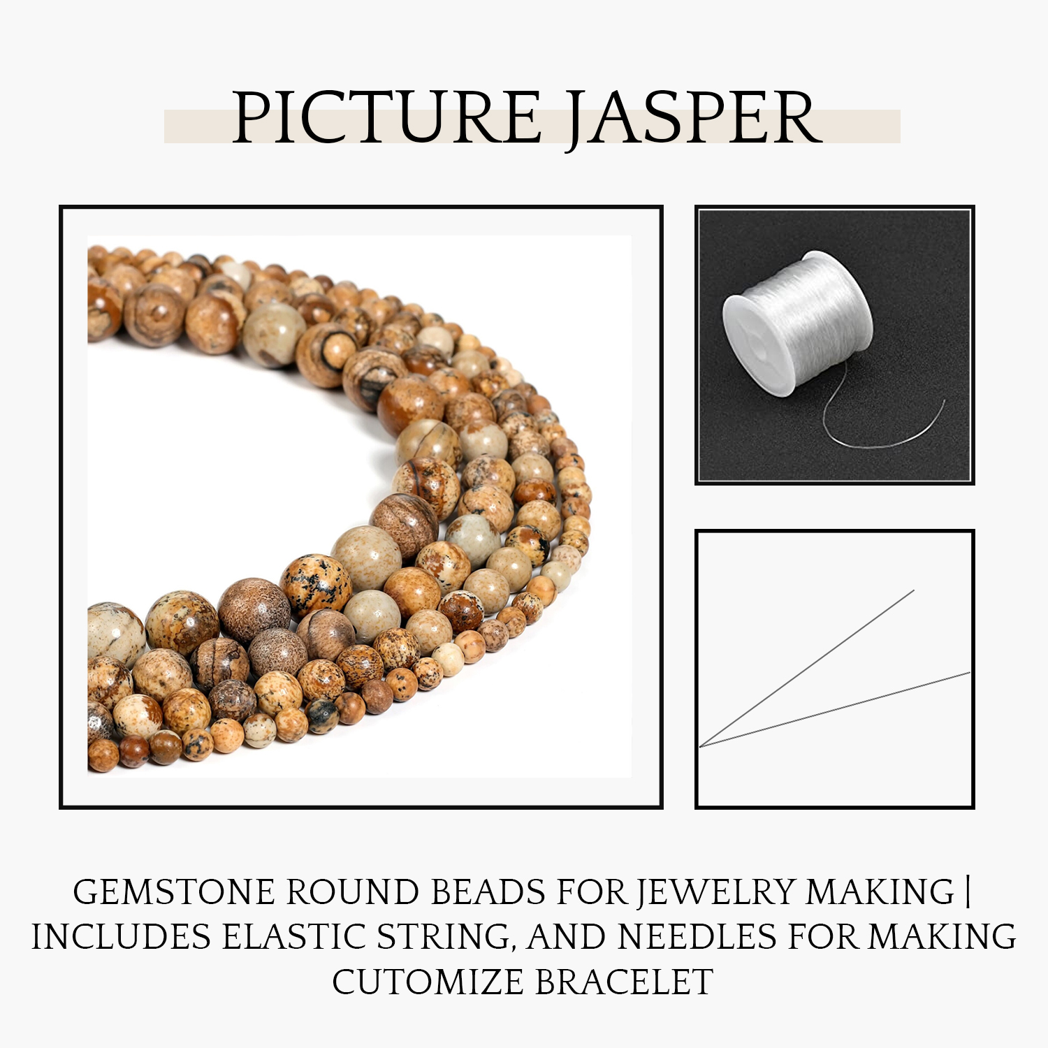 2 Picture Jasper Natural AAA Beads