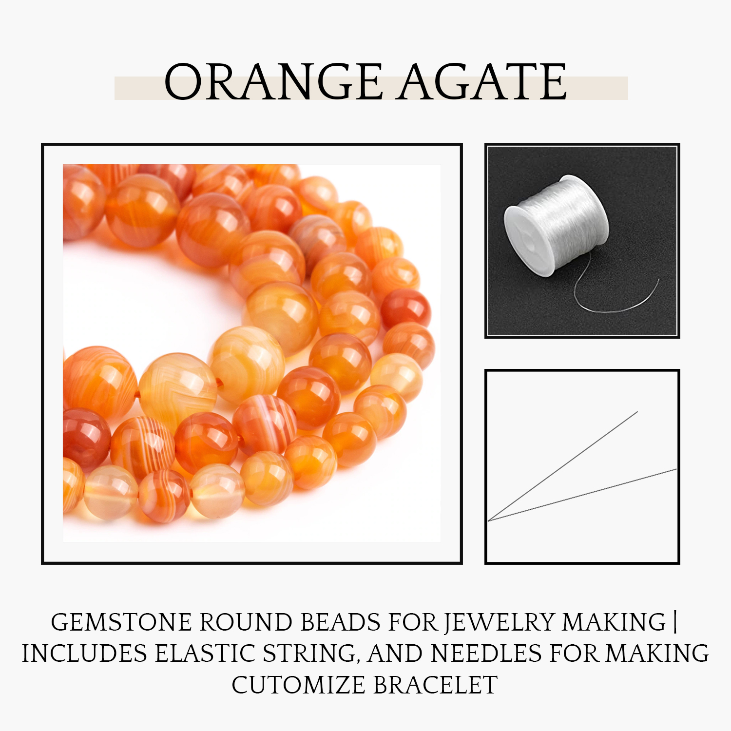 2 Orange Agate Natural AAA Beads