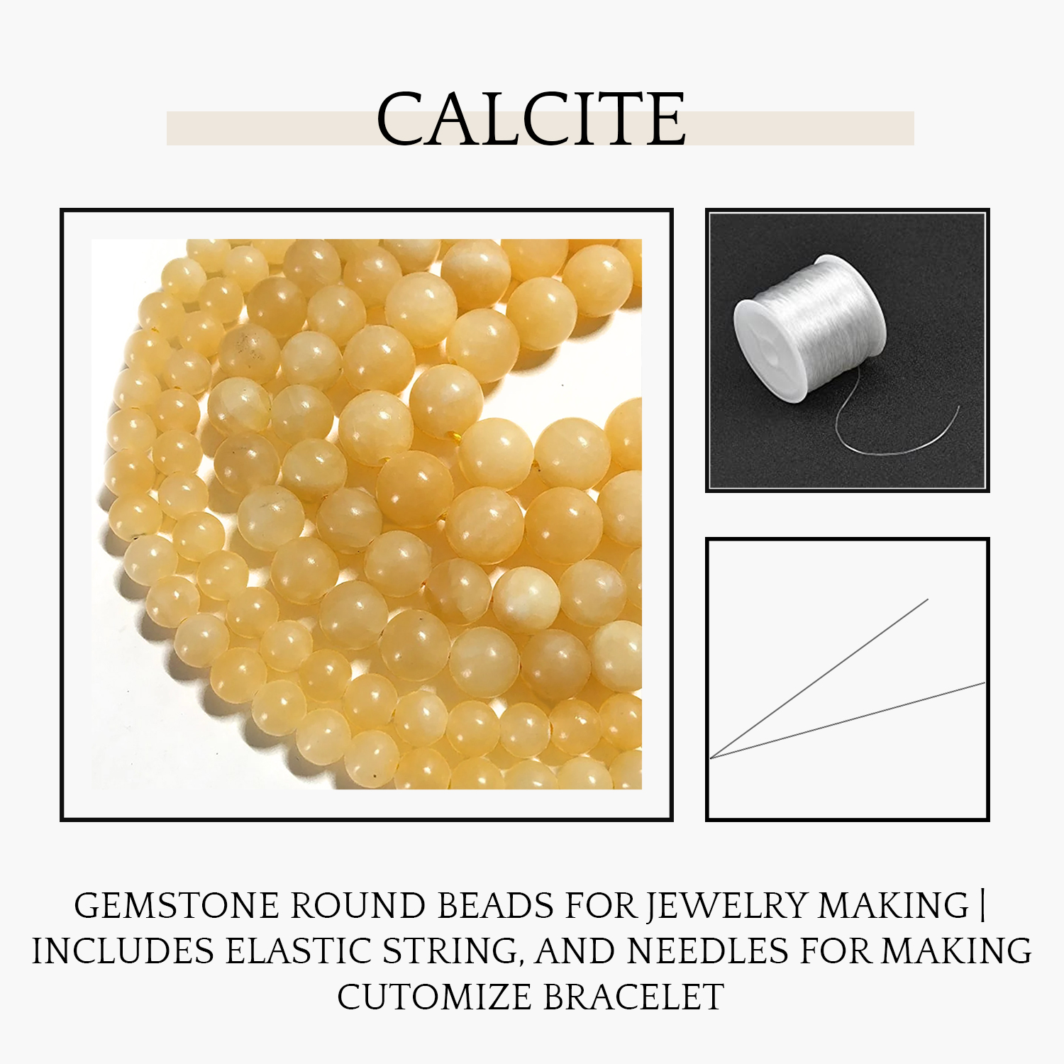 2 Calcite Agate Natural AAA Beads