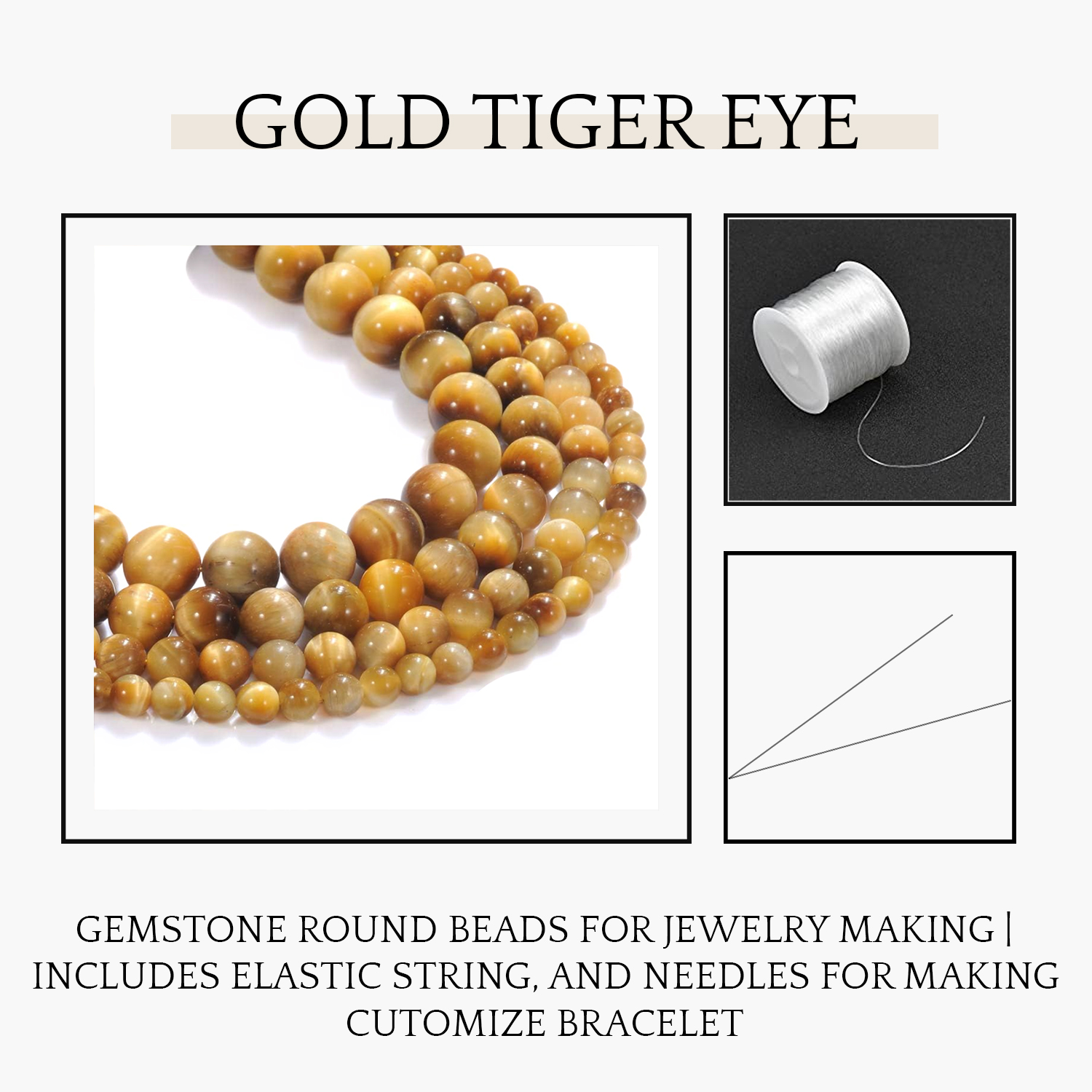 2 Gold Tiger Eye Natural AAA Beads