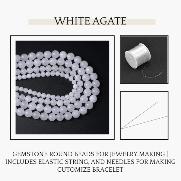 White Agate Natural AAA Beads