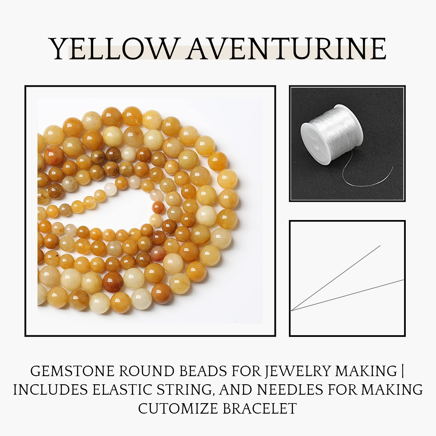2 Yellow Aventurine Agate Natural AAA Beads