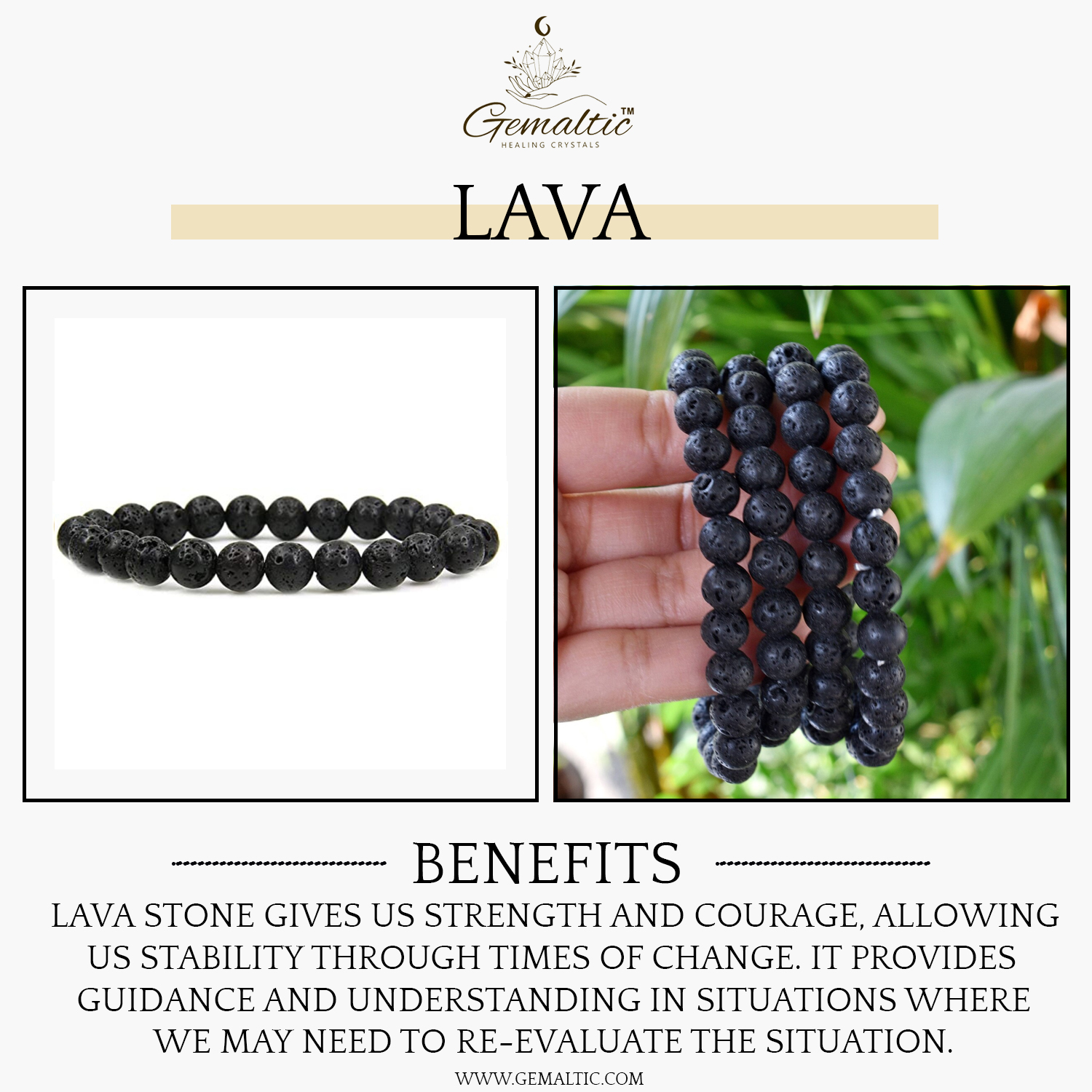 Lava Stone Natural AAA Bracelet