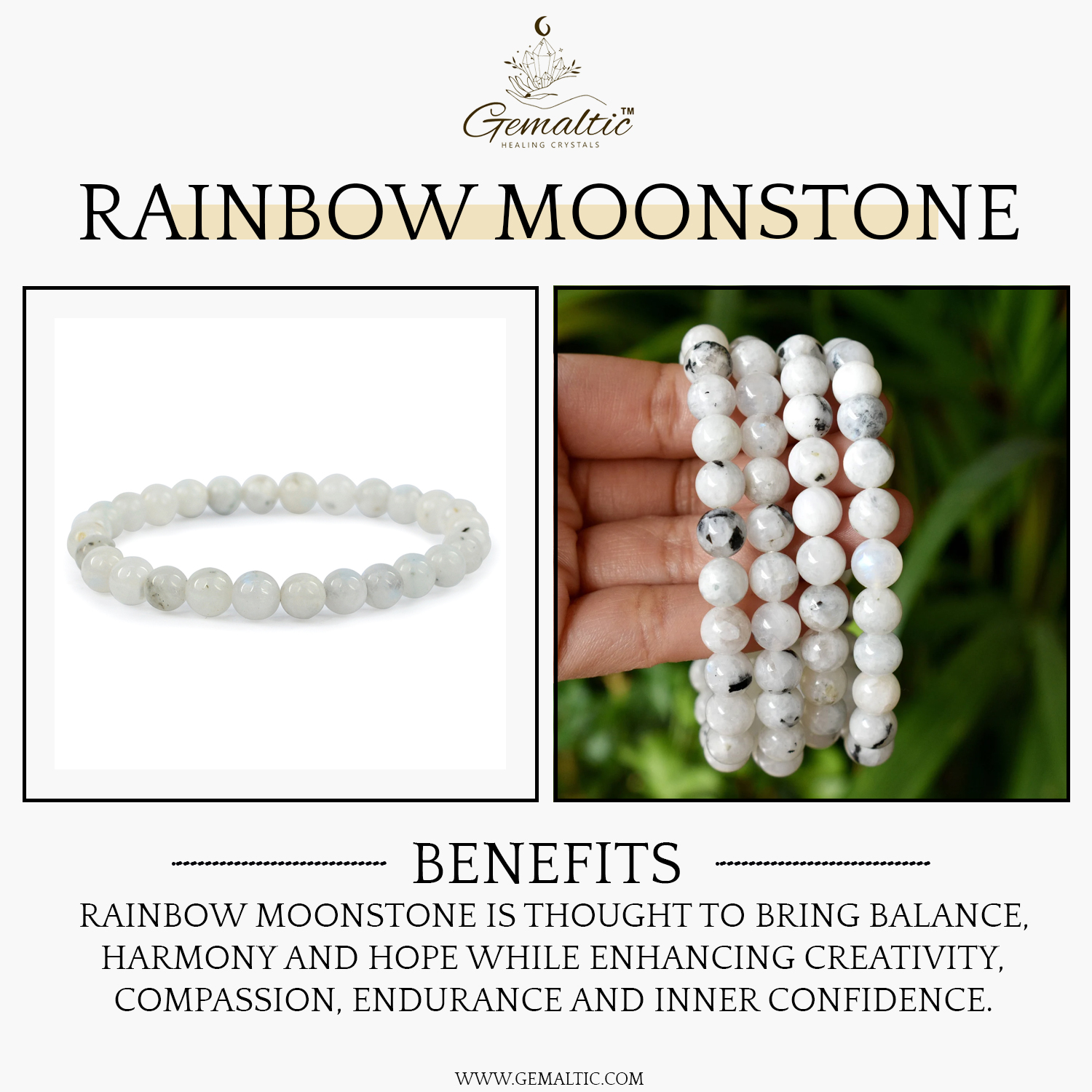 Rainbow Moonstone Natural AAA Bracelet