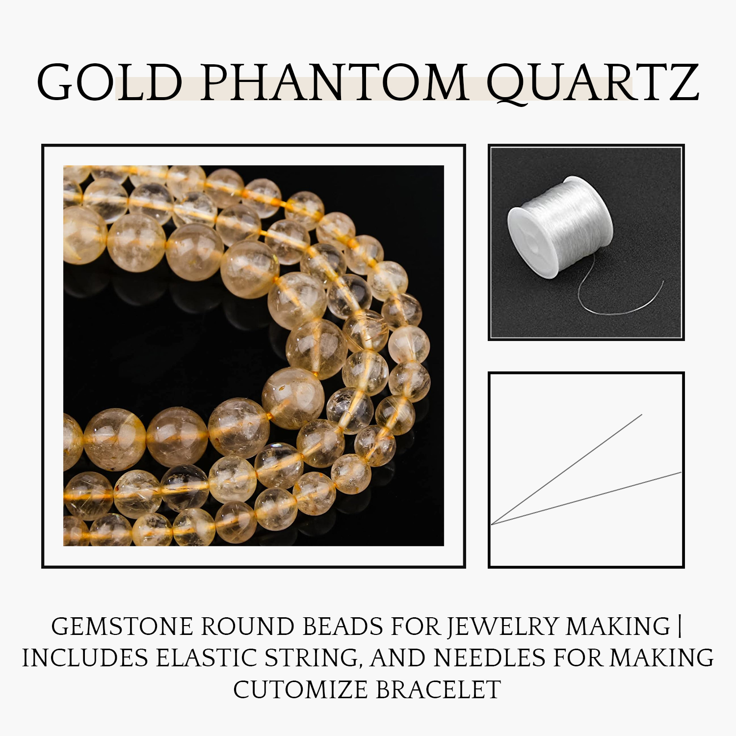 2 Gold Phantom Quartz Natural AAA Beads