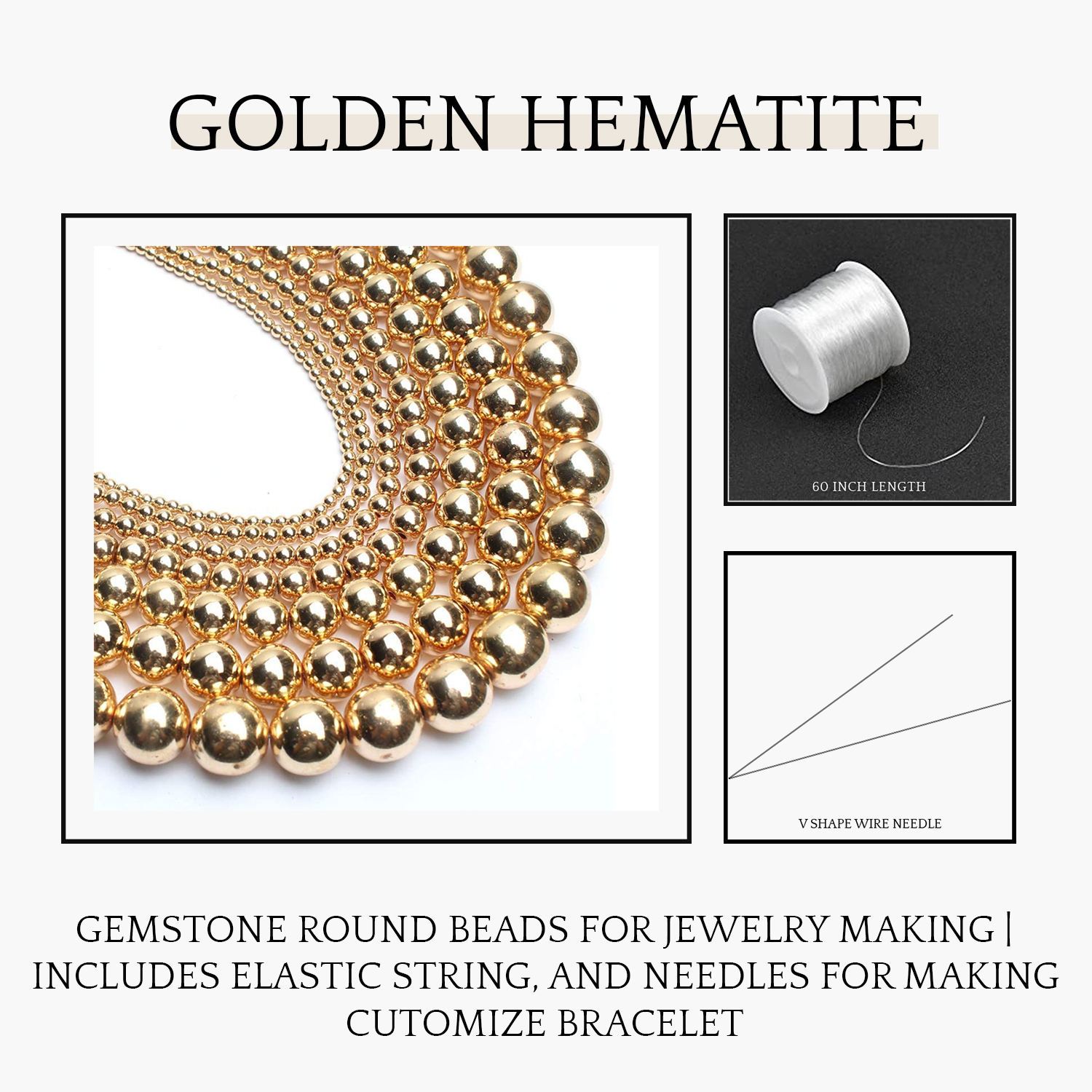 2 Golden Hematite Natural AAA Beads