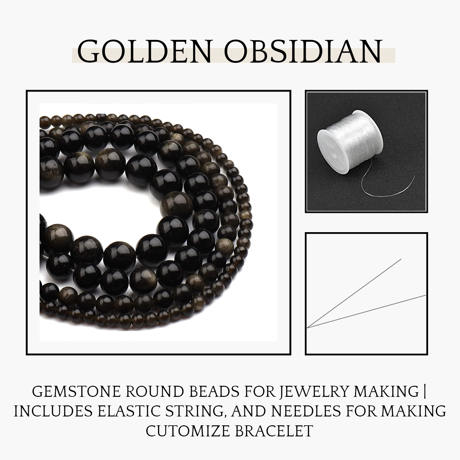 2 Golden Obsidian Natural AAA Beads