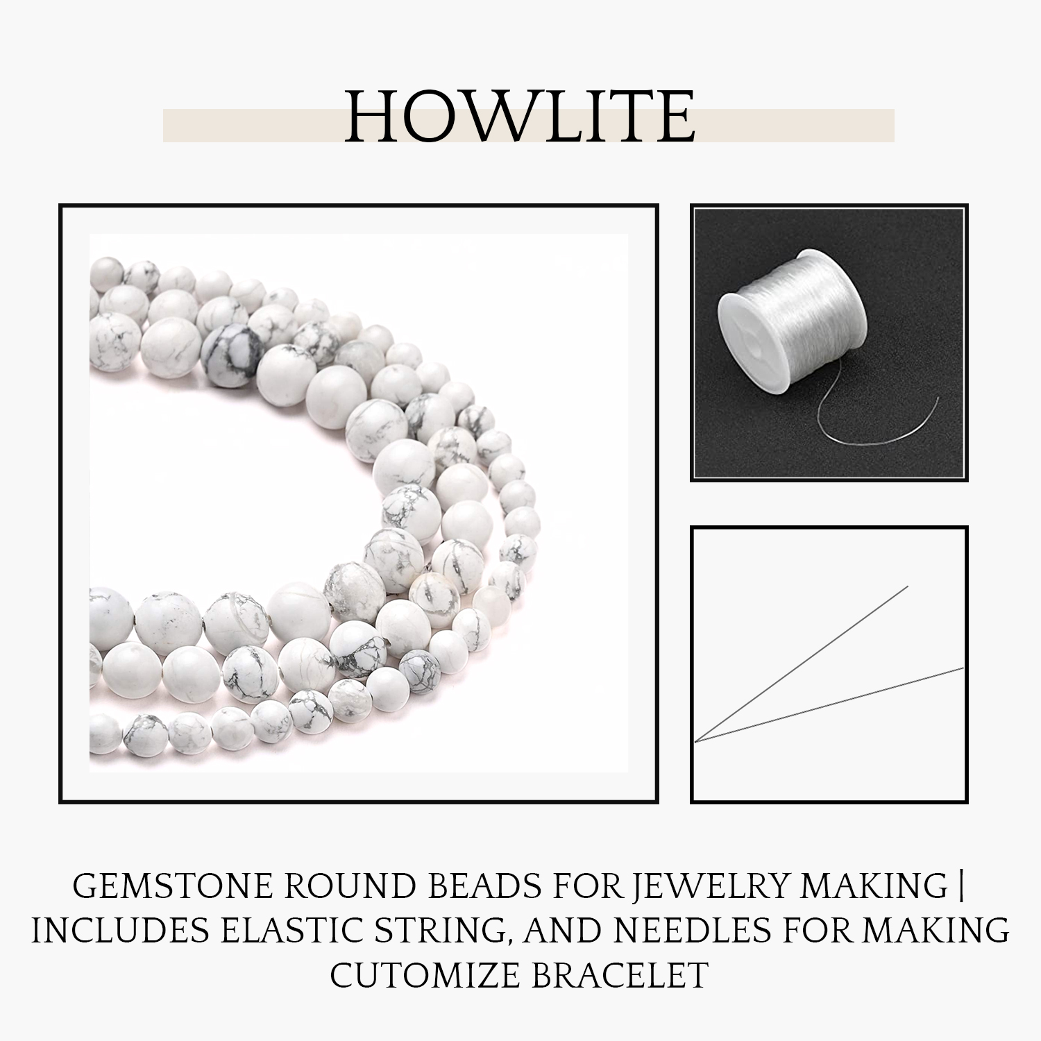2 Howlite Natural AAA Beads
