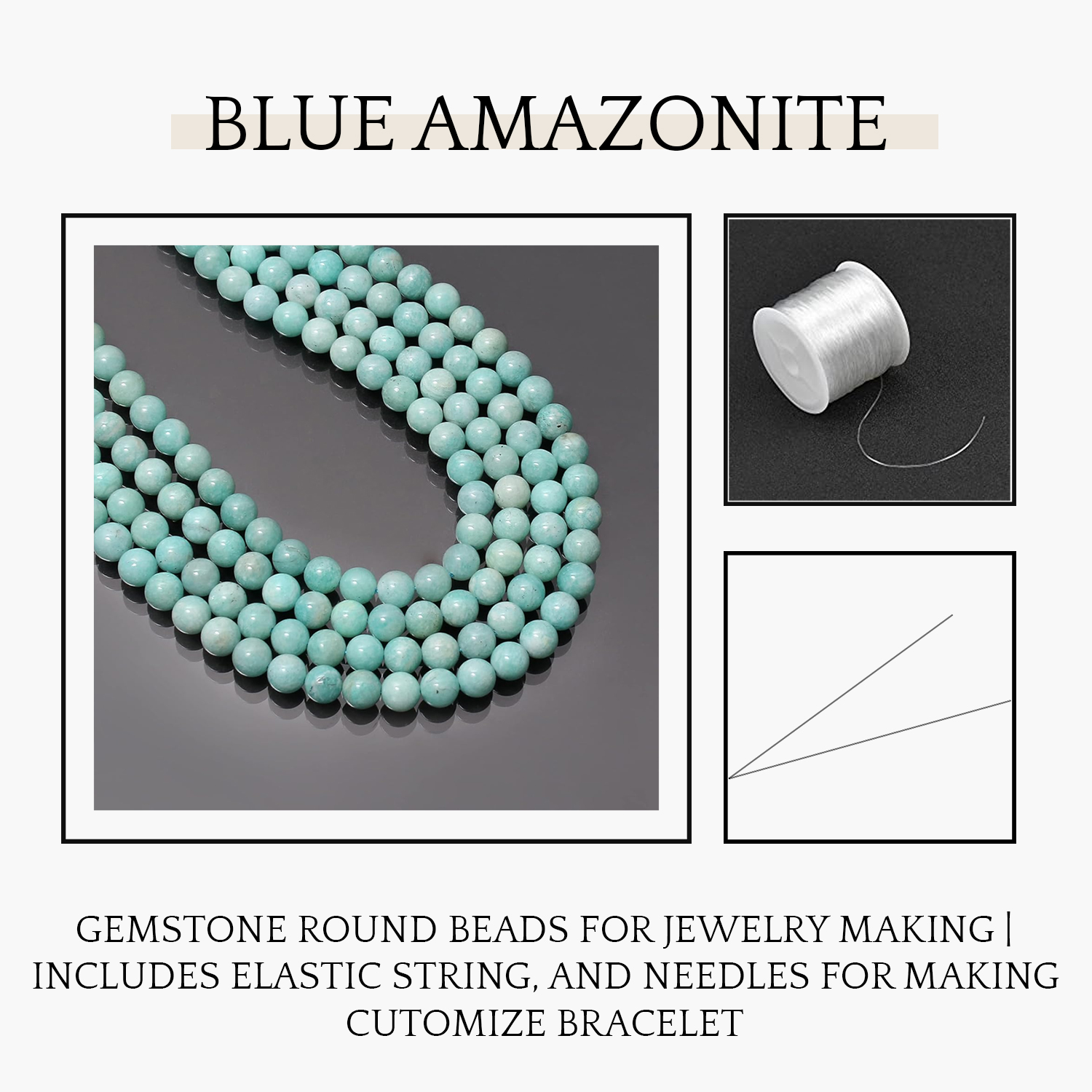 2 Blue Amazonite Natural AAA Beads