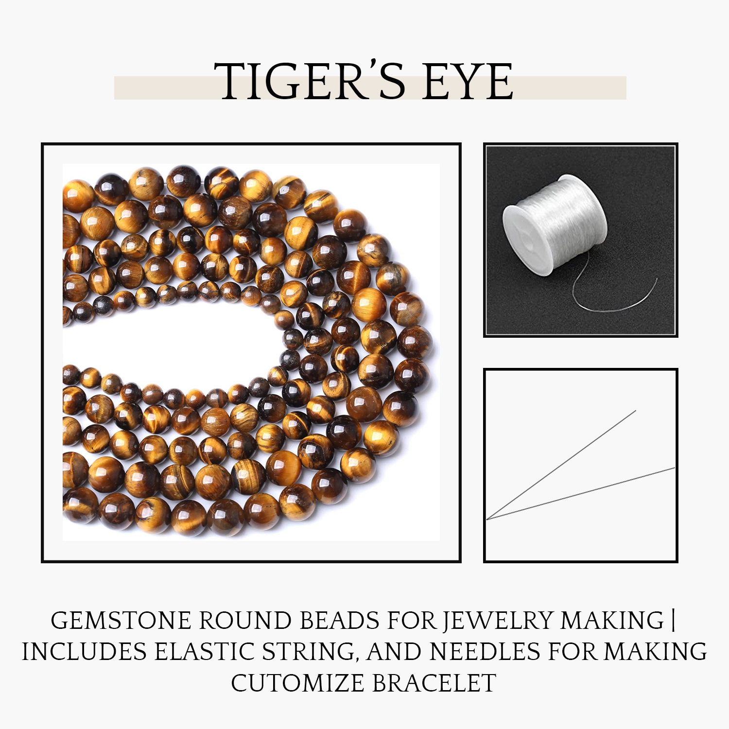 2 Tiger Eye Natural AAA Beads For Bracelet