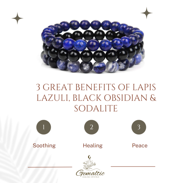 Gemstones Beaded Bracelets Healing Crystal Stone Stretch Elastic Bracelet Lapis Lazuli