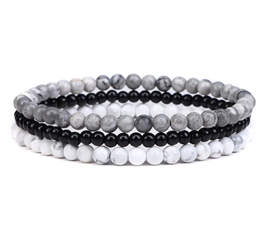 MJBOH Gemstones Beaded Bracelets Healing Crystal Stone Stretch Elastic Bracelet Map Jasper