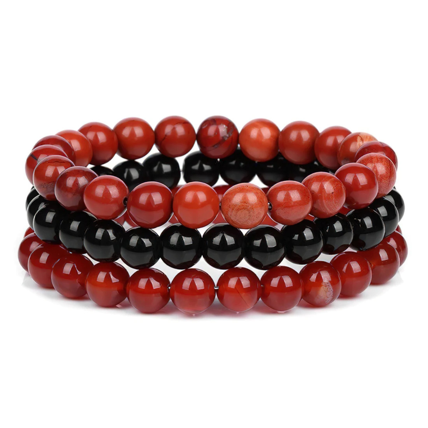 12.png Gemstones Beaded Bracelets Healing Crystal Stone Stretch Elastic Bracelet Red Jasper