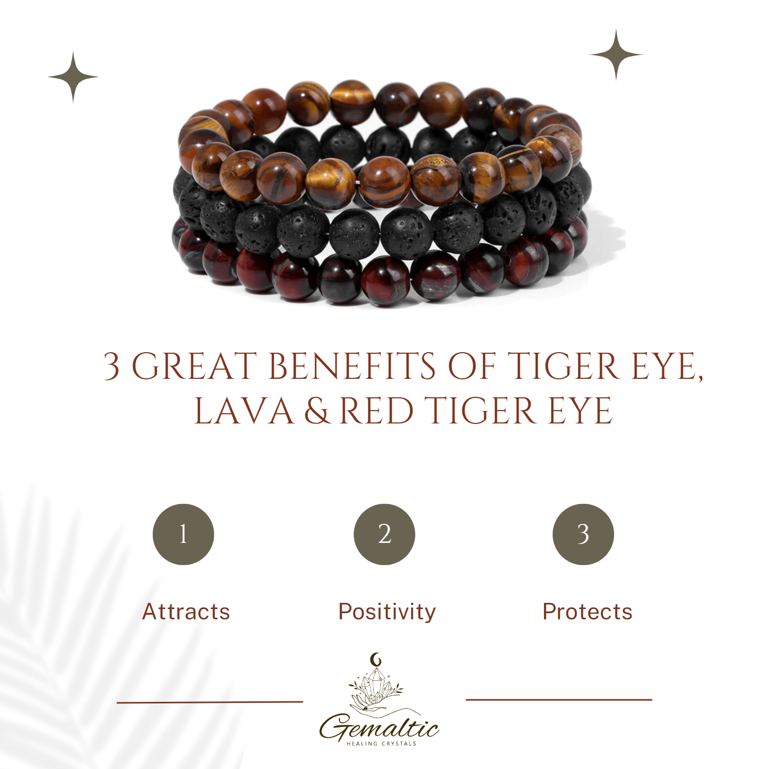 Gemstones Beaded Bracelets Healing Crystal Stone Stretch Elastic Bracelet Tiger Eye