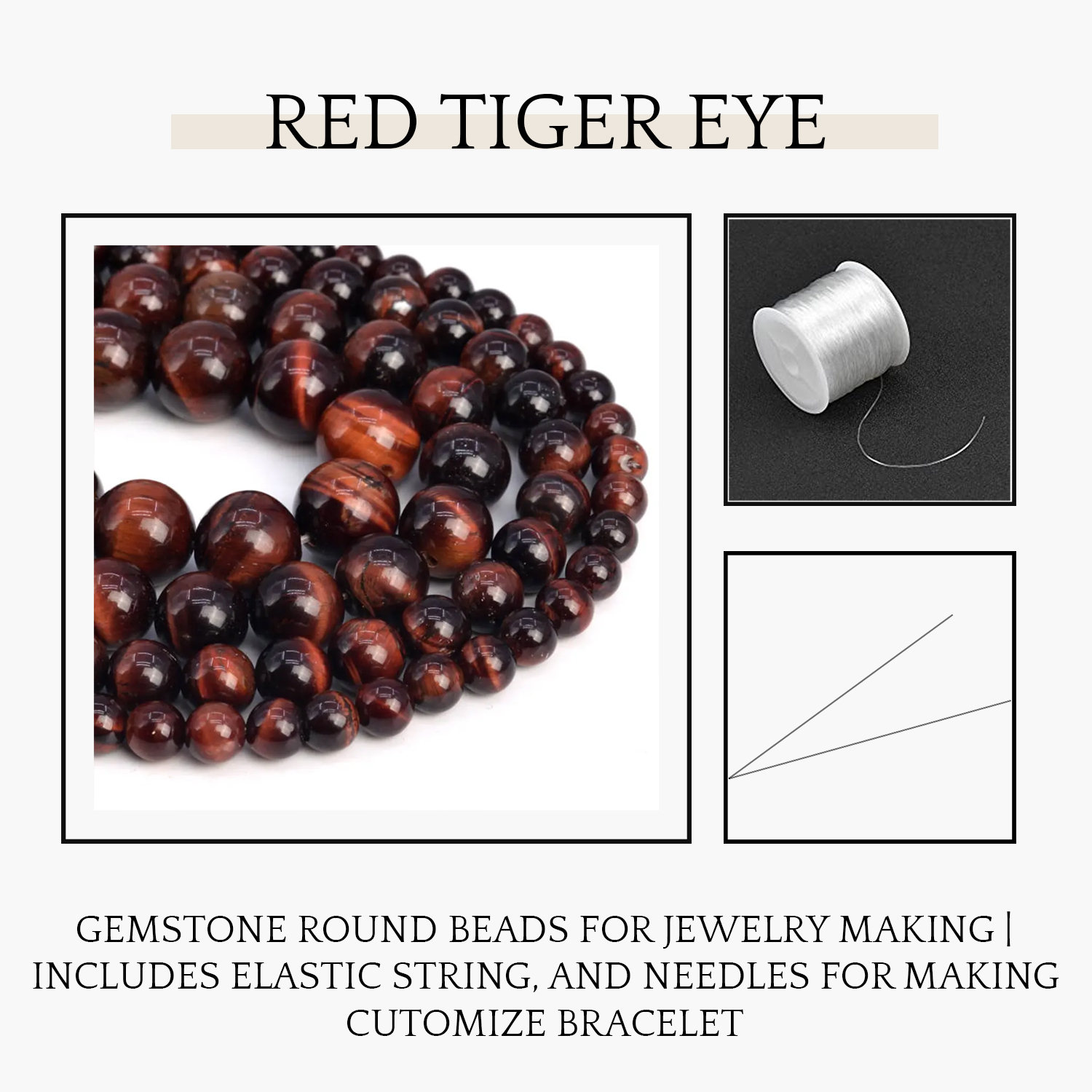 2 Red Tiger Eye Natural AAA Beads