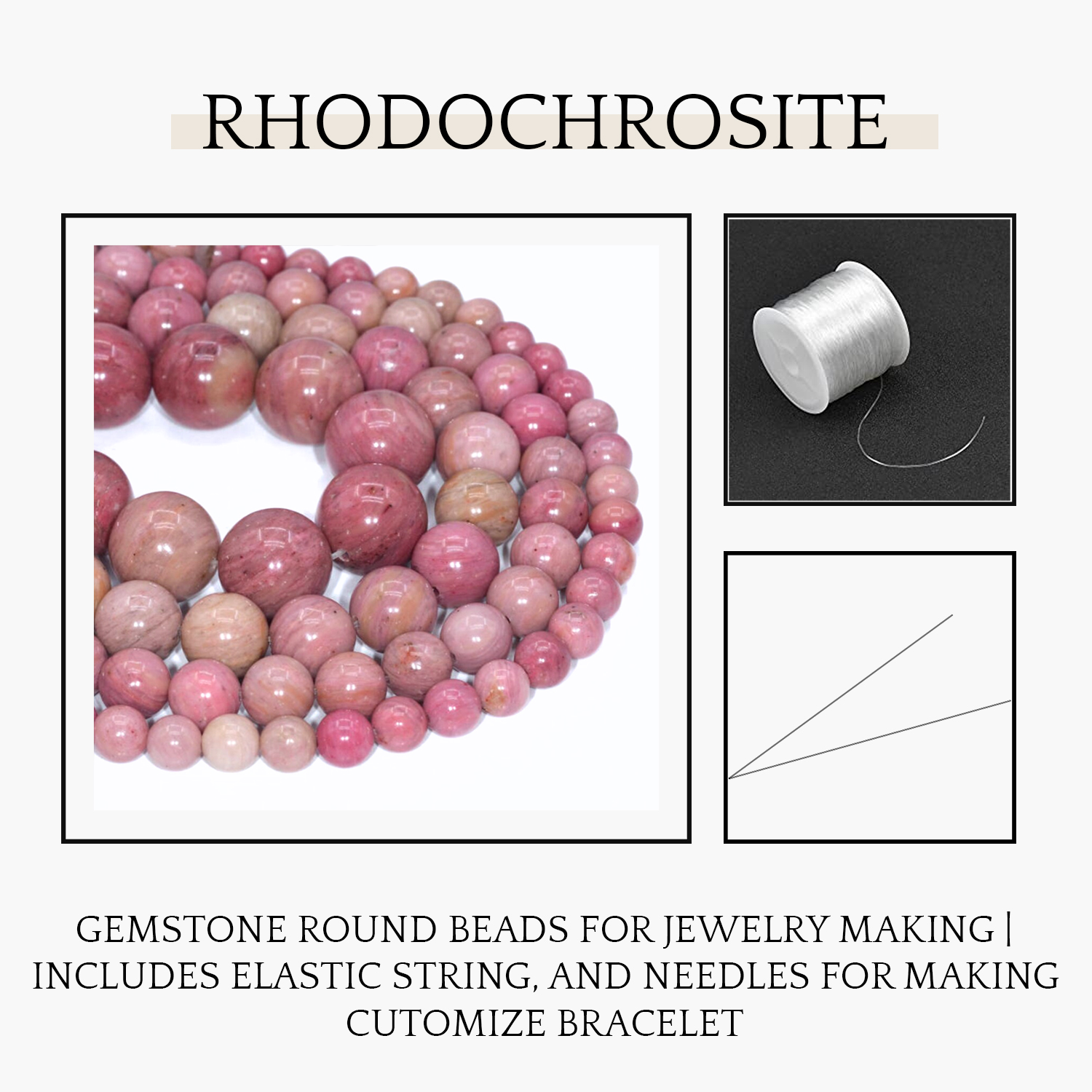 2 Rhodochrosite Natural AAA Beads