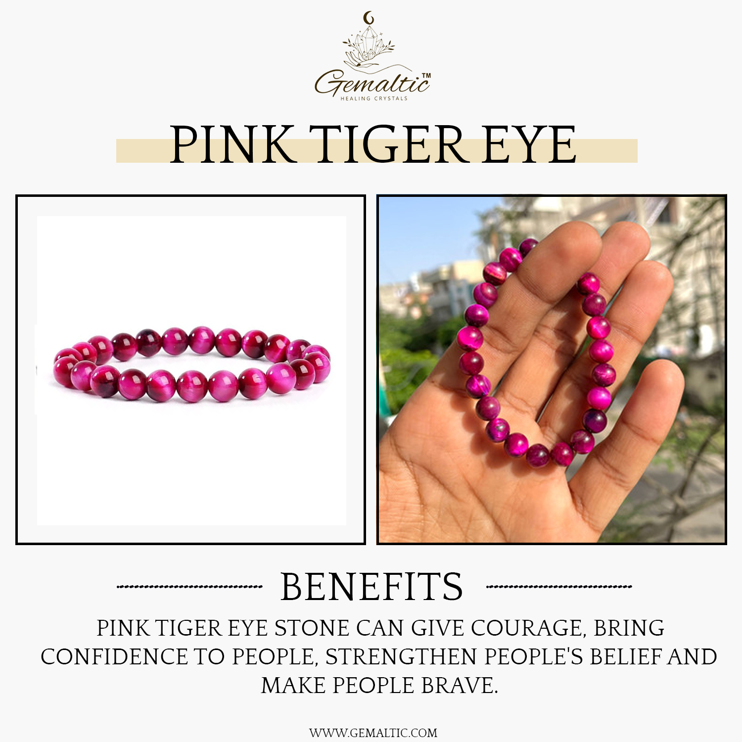 Pink Tiger Eye Stone Natural AAA Bracelet