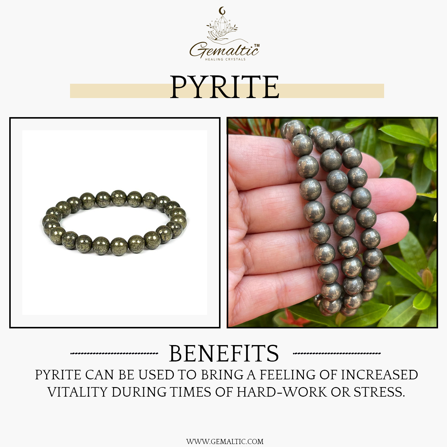 Pyrite Stone Natural AAA Bracelet - Image 2