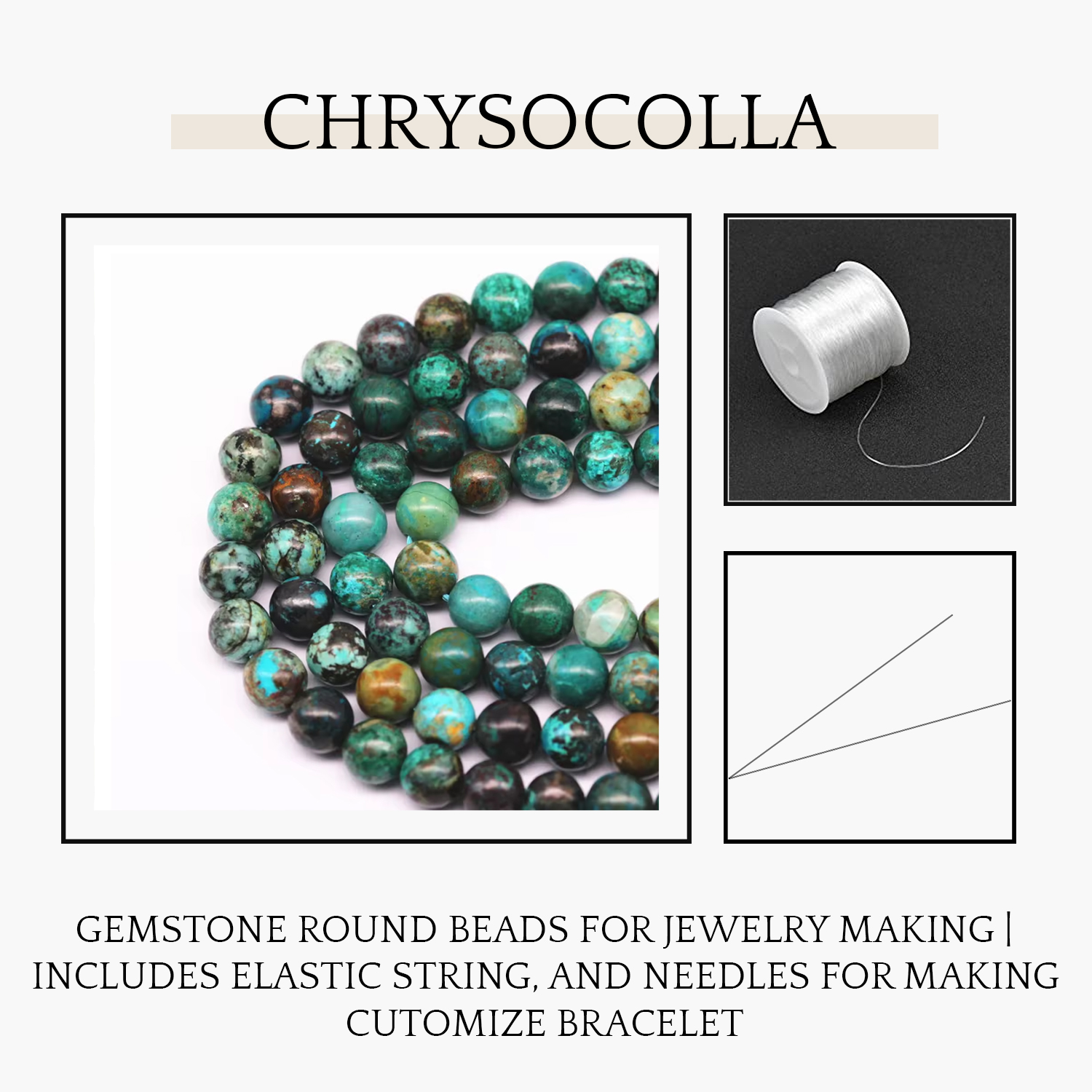 2 Chrysocolla Natural AAA Beads