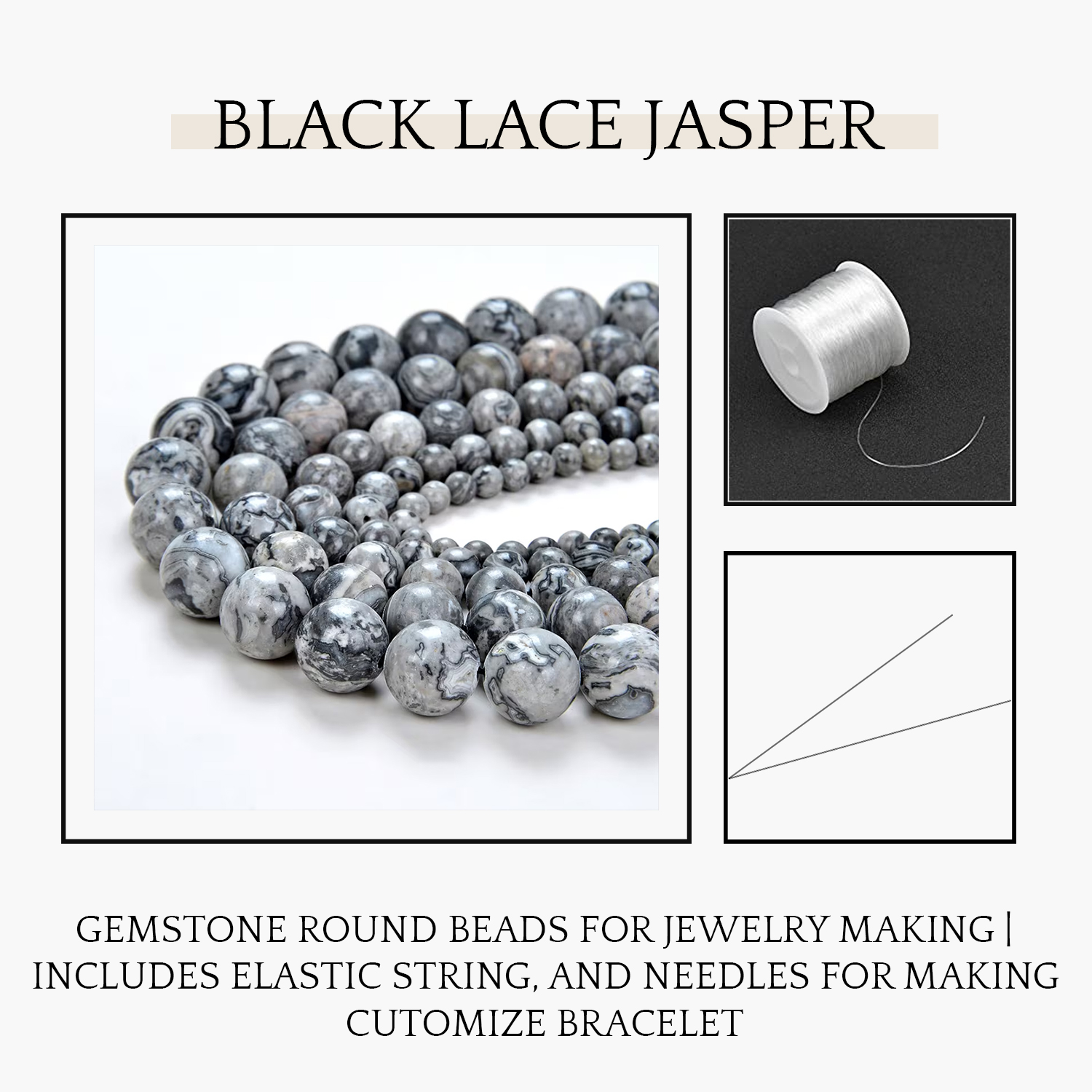 Black Lace Jasper Natural AAA Beads For Bracelet