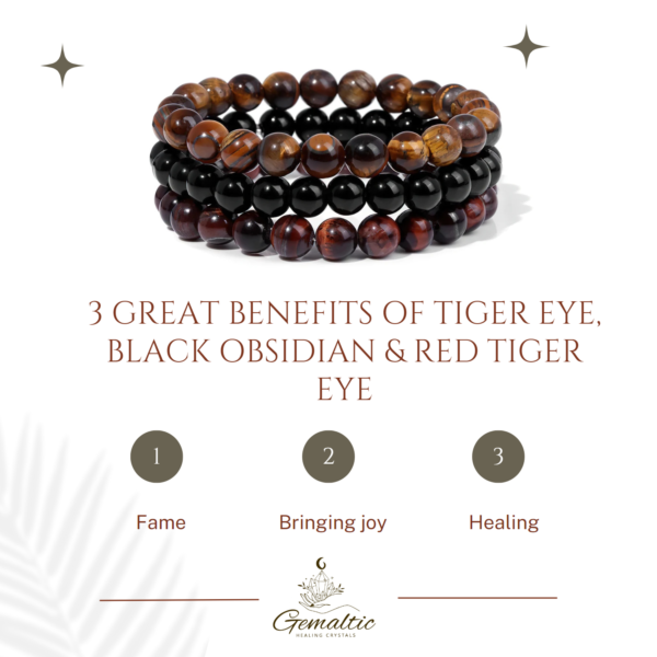 Gemstones Beaded Bracelets Healing Crystal Stone Stretch Elastic Bracelet Tiger Eye