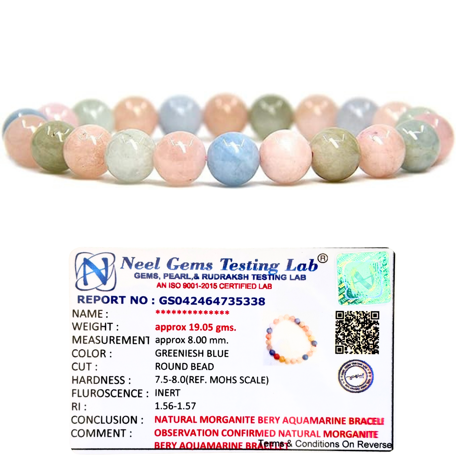 AA Morganite Beryl Aquamarine Stone Natural AAA Bracelet