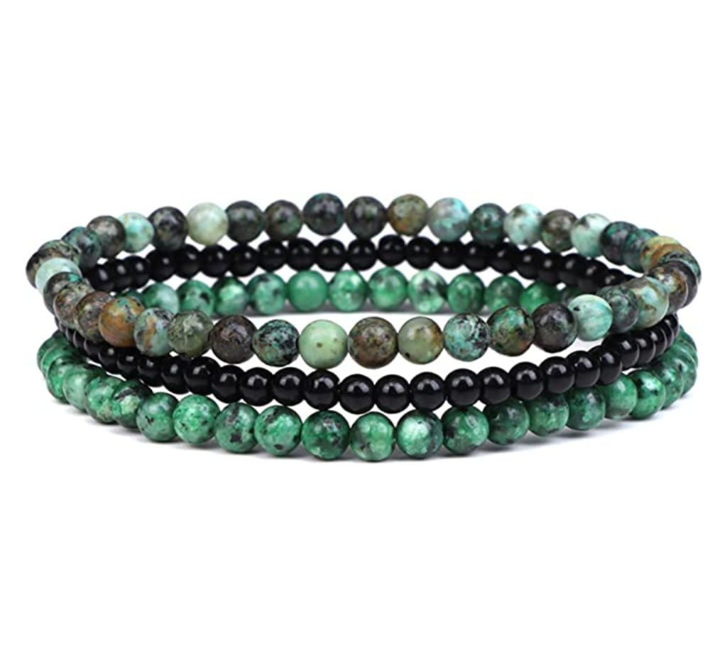 ATBORZ Gemstones Beaded Bracelets Healing Crystal Stone Stretch Elastic Bracelet African Turquoise