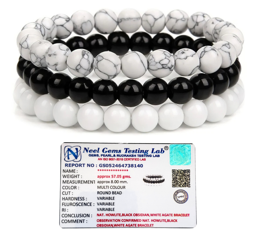 HBOWA Gemstones Beaded Bracelets Healing Crystal Stone Stretch Elastic Bracelet Howlite