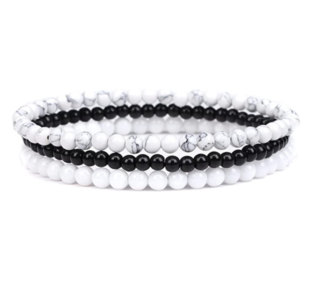 HBOWA Gemstones Beaded Bracelets Healing Crystal Stone Stretch Elastic Bracelet Howlite