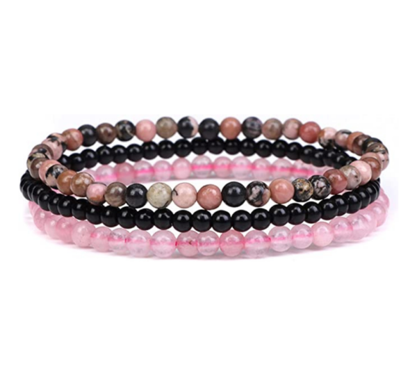 Gemstones Beaded Bracelets Healing Crystal Stone Stretch Elastic Bracelet Rhodonite