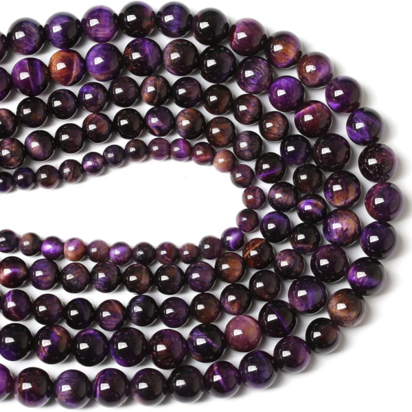 Violet Blue Tiger Eye Natural AAA Beads For Bracelet Necklace DIY Jewelry Making Design