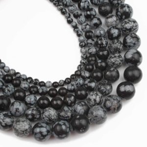 Snowflakes Obsidian Natural AAA Beads For Bracelet Necklace DIY Jewelry Making Design