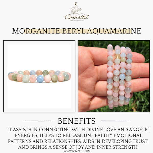 Morganite Beryl Aquamarine Stone Natural AAA Bracelet