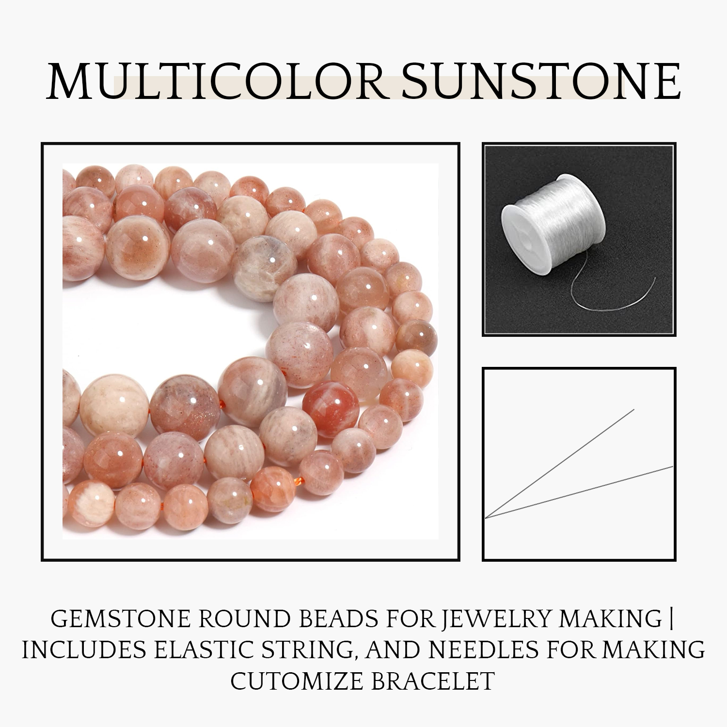 2 Multicolor Sunstone Natural AAA Beads