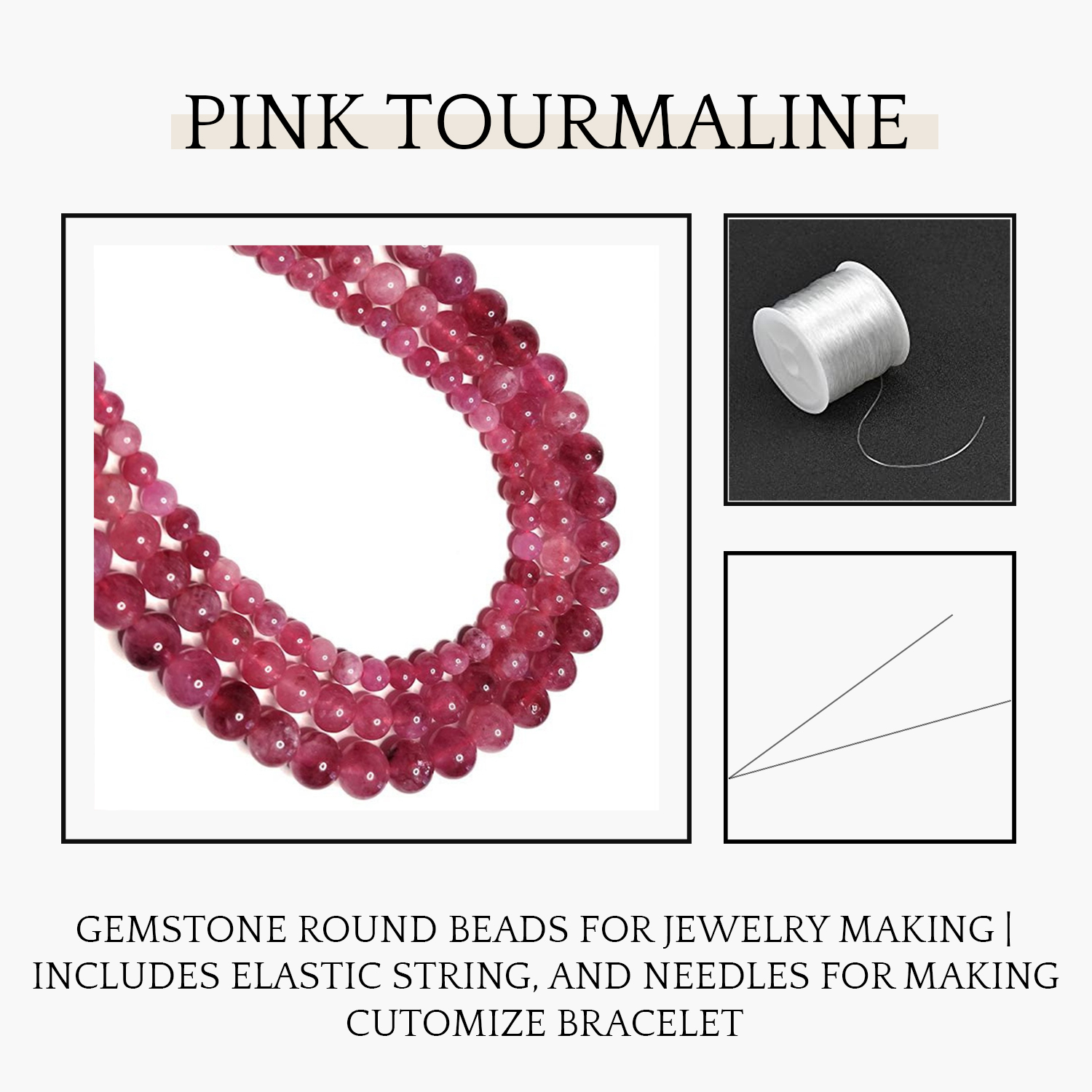 2 Pink Tourmaline Natural AAA Beads