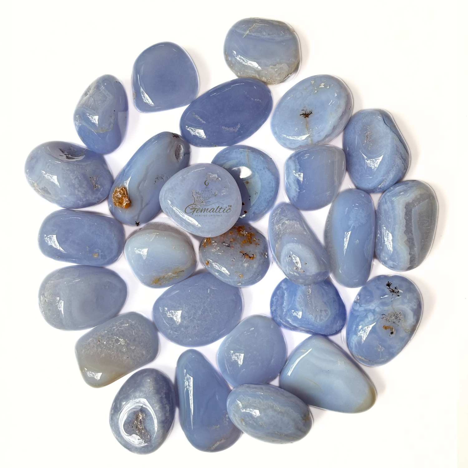 3 Blue Lace Agate Tumbled Stone
