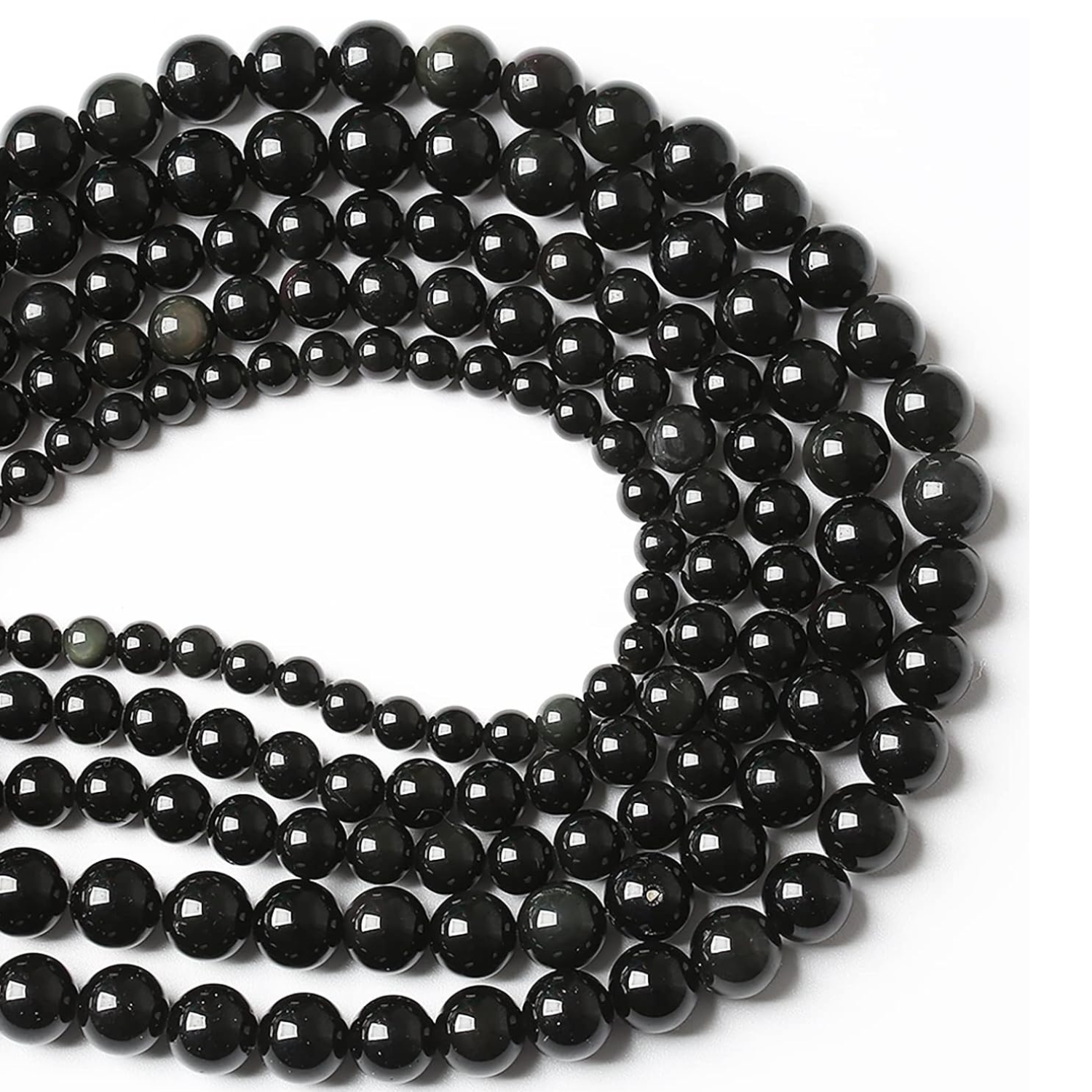 1 Black Obsidian Natural AAA Beads For Bracelet Necklace DIY Jewelry Making Design