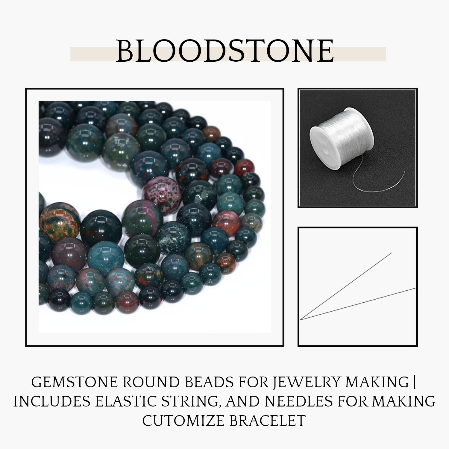 2 Bloodstone Natural AAA Beads