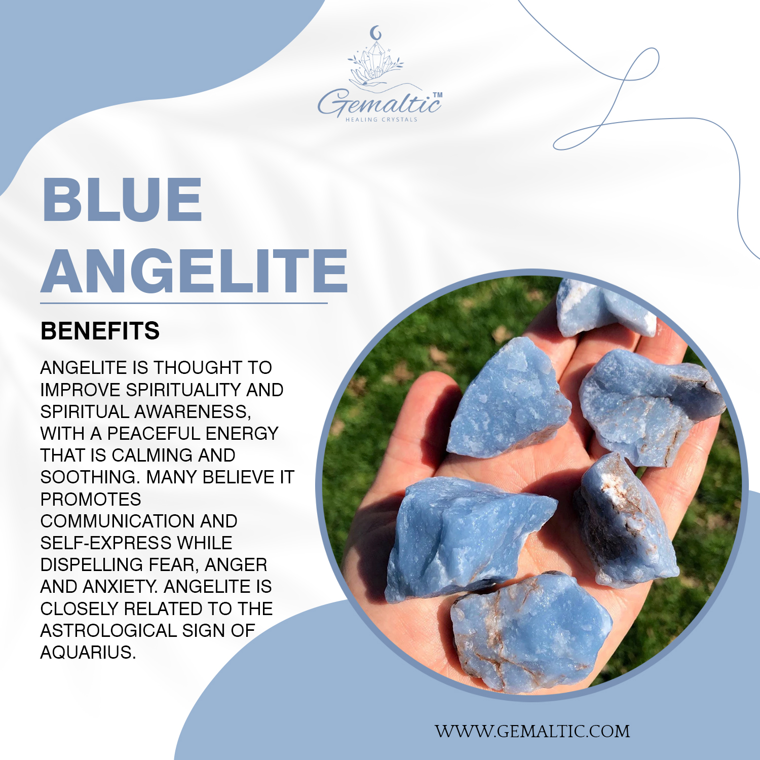 Blue-Angelite Angelite Raw Stone