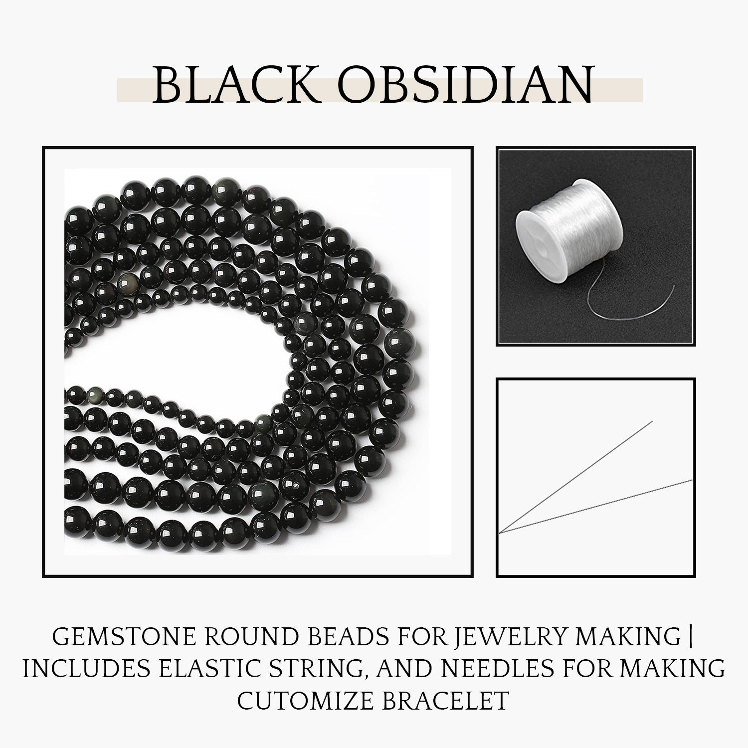 Info-Gemaltic Black Obsidian Natural AAA Beads For Bracelet