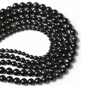 Black Obsidian Natural AAA Beads For Bracelet Necklace DIY Jewelry Making Design