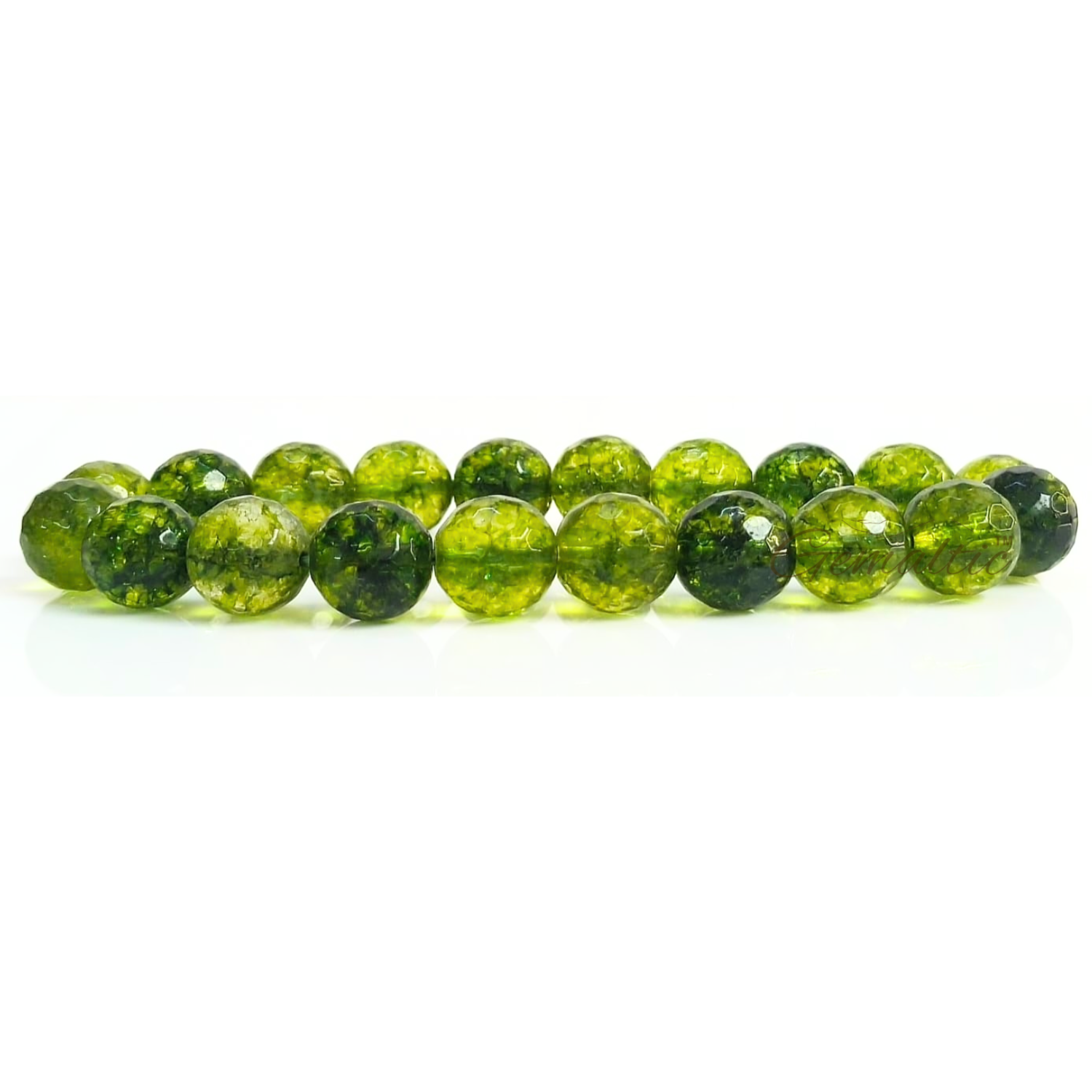 10MM Peridot Faceted Beads Bracelet