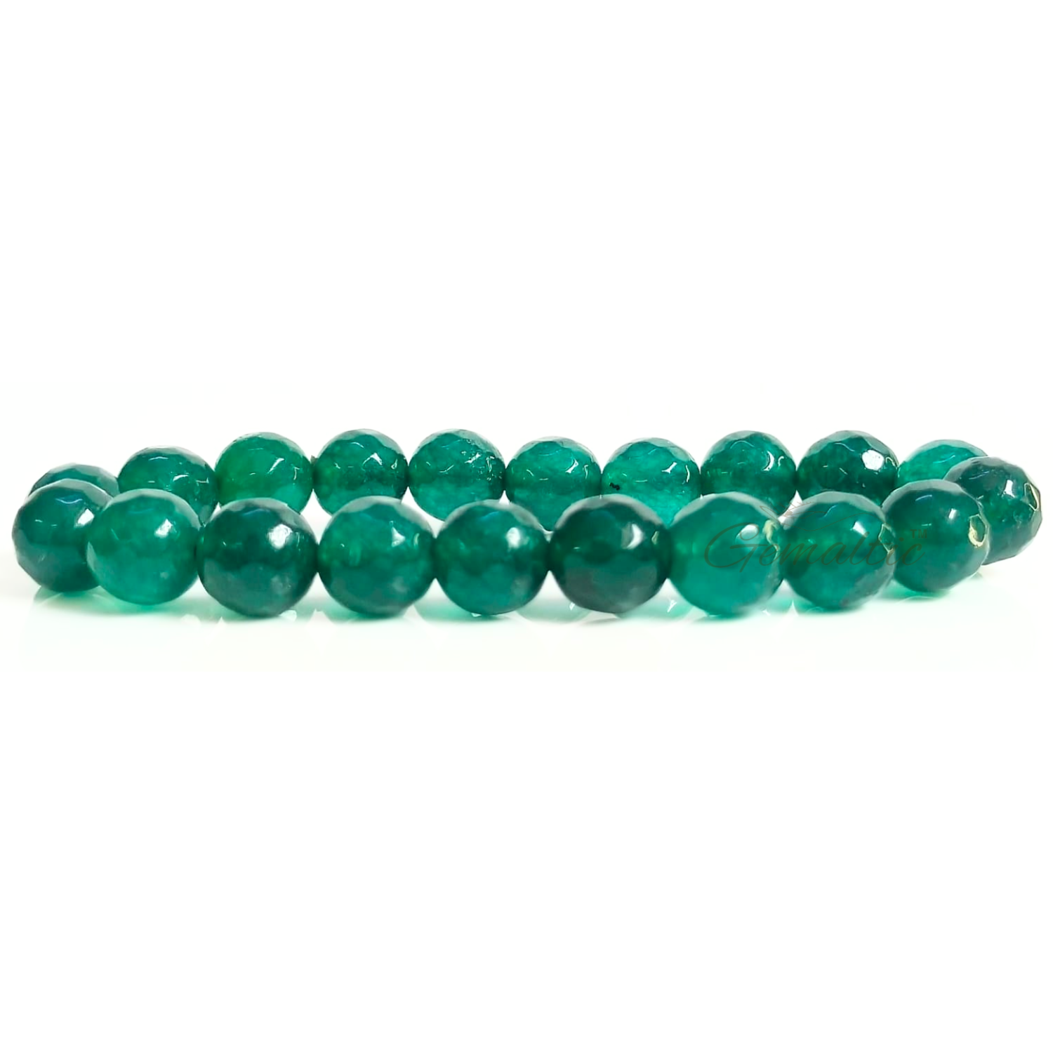 10MM Green Jade Faceted Beads Bracelet