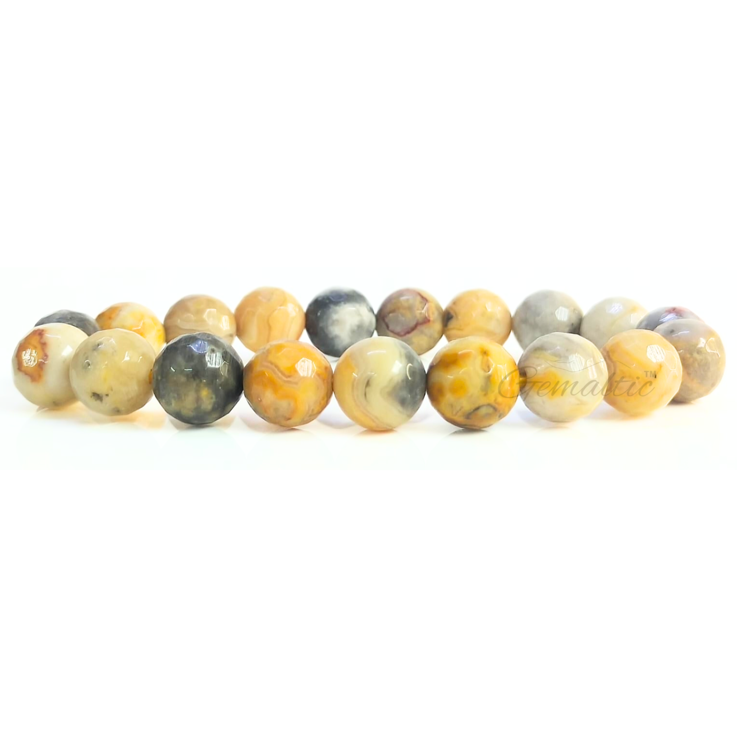 10MM Crazy Lace Agate Faceted Beads Bracelet