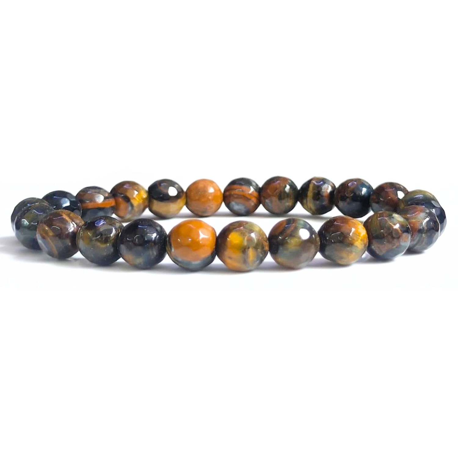 8MM Red Tiger Eye Faceted Beads Bracelet