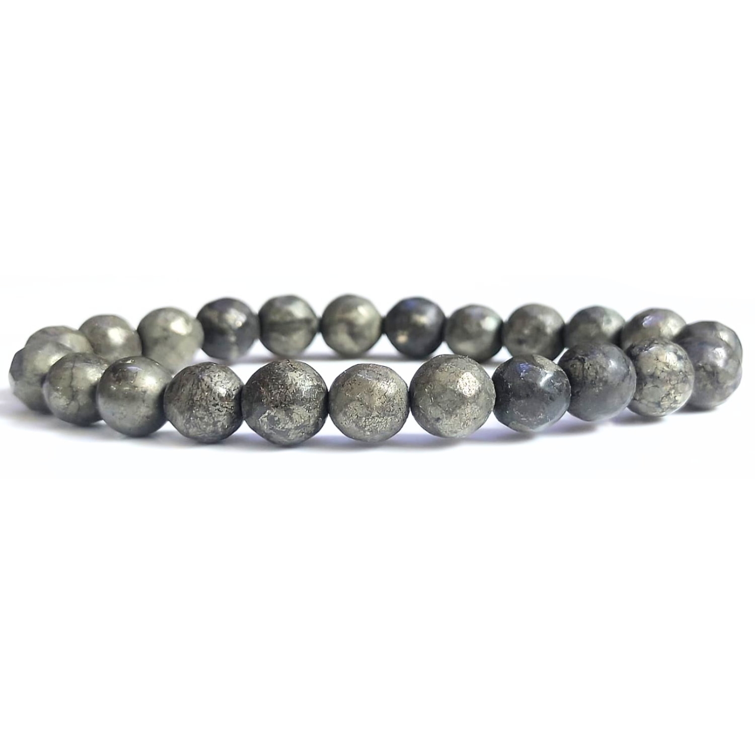 8MM Pyrite Faceted Beads Bracelet